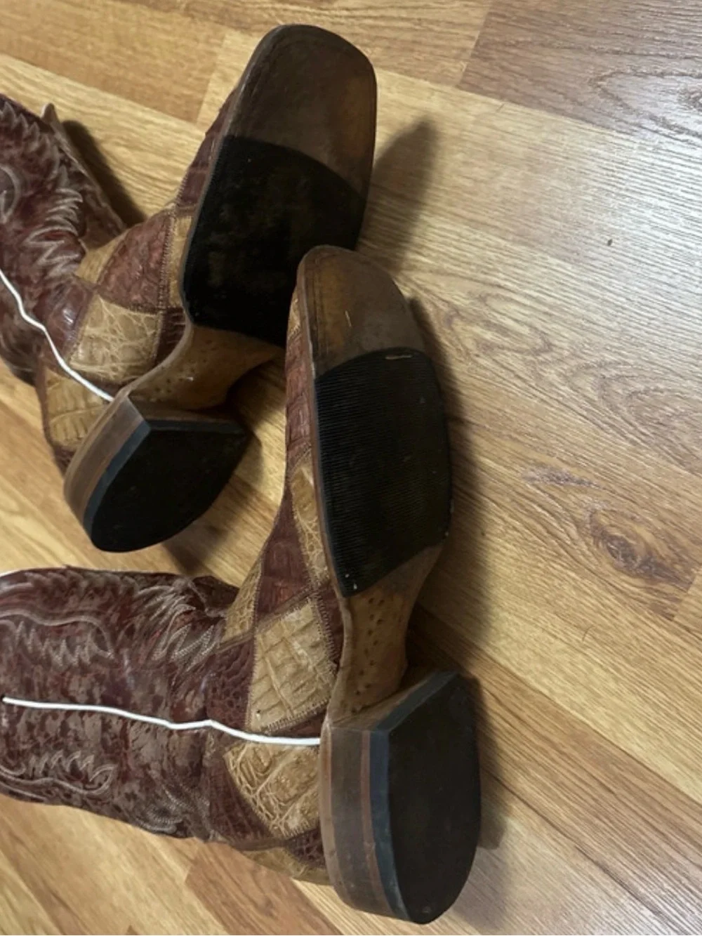 Men's Two-Tone Brown Patchwork Western Boots